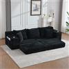 Yihomfy Divano letto componibile a 3 posti, divano letto pieghevole pieghevole con schienale alto, 273 cm, con cuscini, 2 portabicchieri e tasche laterali, colore: nero