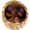 SHALOM - Presepe Artigianale in Cestino di Paglia Intrecciato. Nativita' in Miniatura Fatta A Mano. Dimensioni 6x4,5 Cm