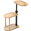 Qnbonrich Tavolino da salotto regolabile in altezza 42-80 cm, a forma di C, girevole a 360°, tavolino da caffè a 3 livelli, per soggiorno, camera da letto, divano, letto