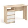 KOMTO Scrivania con Cassetti Bianco/Rovere Sonoma - Scrivania Salvaspazio per Computer, Tavolo da Ufficio e Studio, Postazione di Lavoro Compatta | Oslo 110 x 50 x 74 cm