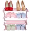 OEBUAFI Organizer per Scarpiera Impermeabile in Acciaio Inossidabile per Camera da Letto, Soggiorno, Bagno, Scaffale per Scarpe a 4 Livelli, Portaoggetti per Varie Scarpe, Rosa Chiaro, caffè (azzurro)