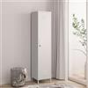[en.casa] Armadio da Ufficio con Anta e Serratura Ripiani ad Altezza Regolabile Mobile in Acciaio da Spogliatoio con 3 Scomparti e Barra Porta Abiti 180 x 38 x 38 cm - Bianco