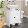 RRX Mobile sottolavabo per bagno, spazio di archiviazione, 48 x 30 x 60 cm, con 2 ante, scomparto aperto, ripiano regolabile, con manici, bianco
