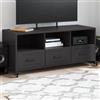 JHQHSM Mobile TV nero 100,5 x 39 x 43,5 cm, in acciaio con 3 cassetti e 3 ripiani, robusto supporto con spazio e ruote per una facile mobilità, mobile durevole