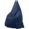 Avalon - Puff Poltrona Sacco Pera in Ecopelle Deluxe, Pouf Sacco di Qualità Sartoriale, Bean Bag per Sedersi Ergonomico, Pouf Sacco Impermeabile, OMAGGIO Pochette-Made in Italy(70x130cm-Blu notte)