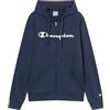 Champion Script Shop - Felpa da Uomo con Cappuccio e Zip Intera, Blu Navy