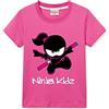 Forlcool Ninja Kidz Kids Fun Tee Estate 100% Cotone Tee Ragazze Ragazzi Tinta unita Stampato Maniche Corte, Rosso rosato, 7-8 Anni