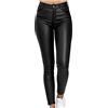 NIULI Leggings in pelle PU a vita alta, da donna, pantaloni in finta pelle, pantaloni elasticizzati da donna, leggings elasticizzati, Nero , L