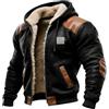 Générique Giacca Uomo Inverno Cappuccio Pile Spessa Cappotto Medievale Pelle Impermeabile Giacca Rinascimento Cerniera Calda Parka Tattico Fodera Sherpa Anorak Viking Giacca Cappuccio Cappotto Pelle