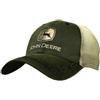 John Deere Cappello in Pelle Cerata con Ricamo Posteriore in Rete, Oliva, Taglia Unica