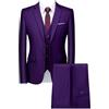 GOBIWM Abito da cerimonia da uomo in tre pezzi, su misura, elegante, formale, 3 pezzi, con giacca, gilet e pantaloni, per cene aziendali, Viola, L