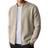 Generisch Cardigan da uomo, casual, con chiusura lampo, elegante, maglia grossa, scollo rotondo, oversize, a righe, tinta unita, O nero., XXXXXXL