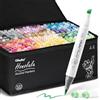 Ohuhu Set di 320 pennarelli colorati d'arte, punta doppia, pennello e scalpello artista, per schizzo, colorazione per adulti, calligrafia