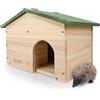 wildlife home Casetta per riccio invernale con fondo in legno, con tetto a due falde, resistente alle intemperie, per tutto l'anno, per il giardino, a prova di gatti, riccio