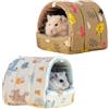 HYRKOTW 2 Pezzi Cuccia per Criceto e Piccoli Animali in Cotone, Lettino Morbido per Porcellini d'India Conigli Riccio, 10x10 cm, Adatto a Tutte le Stagioni (Marrone, Bianco)