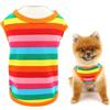 SMALLLEE_LUCKY_STORE Maglia per cani di piccola taglia a righe arcobaleno pullover t-shirt estate primavera camicia elasticizzata cucciolo canottiera chihuahua yorkie vestiti per gatti, arcobaleno, XS