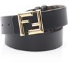 FENDI Cintura reversibile FENDI rotonda FF Zucca 7C0488AFF2F1A94100 pelle nera NUOV...