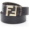 FENDI Cintura reversibile FENDI rotonda FF Zucca 7C0488AFF2F1A9495 pelle nera NUOVA...