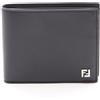 FENDI Squared FF Portafoglio Bi-fold 7M0001AVV6F0GXN Pelle Nero NUOVO Uomo