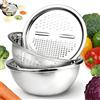 Generic Bacino multifunzionale in acciaio inox con grattugia, ciotola per grattugia, ciotola per triturare, triturare e drenare, per cucinare a casa (30 cm)