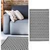 Cepewa Tappeto per esterni, 90 x 150 cm, in plastica, colore bianco e nero, per esterni (1 tappeto nero/bianco)