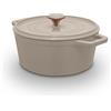 Barbary & Oak Nattura BO800320CSH - Casseruola rotonda in ghisa, capacità 20 cm/2,2 l, forno olandese, con interno smaltato resistente, coperchio auto-imbevente, compatibile con induzione, cashmere