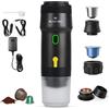 ALNOTEC Macchina da caffè portatile elettrica auto riscaldata, 20 BAR - 3 in 1 compatibile con capsule NES, DG e Caffè macinato, caricabatterie 220 V, USB e auto, ricaricabile. NERO