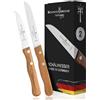 Schwertkrone Solingen Germany - Set di 2 coltelli per frutta e verdura, con manico in legno, affilati, in legno d'ulivo, 3''/4'' inossidabili