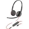 HP Poly Poly Blackwire C3225 - Serie Blackwire 3200 - Cuffie - On-Ear - Con cavo - Spina da 3,5 mm, USB-C - Nero - Skype, Avaya, Cisco Jabber