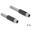 Delock - Cavo sensore - da M12 (5 pin) (M) a M12 (5 pin) (M) 16 A - 5,0 m - senza silicone, codice L - grigio (80536)