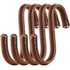 Brute Strength - Ganci a forma di S avvolti in pelle pieno fiore - 4 pezzi - Cognac - 10 cm di acciaio inossidabile Ganci da appendere per cucina, officina, bagno