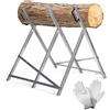 Peviasot Cavalletto per sega in legno zincato pieghevole con 3 supporti e dentatura, pieghevole per legna da ardere fino a Ø 23 cm, max. 150 kg, supporto per sega