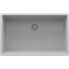 PRIMAGRAN Lavello sottotop Tutto Grigio 76x47cm, Lavandino in Granito a 1 vasca + Sifone Classico, Lavabo da Cucina al Mobile 80cm - London S485