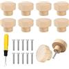 Mecctuck 10 pomelli per mobili in legno, per porte e cassetti, con viti e cacciaviti, 33 x 25 mm, rotondi in legno per mobili, cucina, maniglie, cassettiera, scarpiera, ante dell'armadio