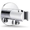 Topolenashop Presa d'Acqua Tonda con Supporto Doccetta in Ottone Cromato - Rosone 50mm Attacco 1/2, Uscita Acqua con Supporto Doccia da Parete | 59507