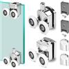 YUANQIAN 2 paia di 2 rotelle per porta della doccia, in lega di zinco, pulegge di fissaggio cromate, diametro ruota 23 mm, parti di ricambio per bagno (rullo 23 mm)