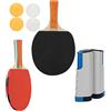 HaloVerde Kit da Allenamento per Pong per Interni con Rete a Morsetto Regolabile da 5 cm per Uso Domestico o in Viaggio Completo di 2 Racchette da Pong in Legno e 4 Palline
