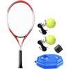 QLECXZI Racchetta da tennis professionale, racchetta da tennis, pallina adatta per allenamento indoor e outdoor in giardino con attrezzatura portatile, 2 palline 1 colla per le mani, 53x22 cm