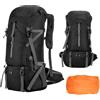 Generic Zaino da trekking da 70 l, grande zaino pieghevole da campeggio, impermeabile per uomini e donne, zaino da viaggio ergonomico e traspirante, leggero, con spallacci regolabili, Nero , Refer to