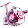 Laymotric Mulinello da pesca rosa con sistema di trascinamento da 8 kg, bobina in metallo per uso con mano sinistra o destra, corpo in lega di alluminio resistente per pesca in mare, surf, molo roccia (2000)