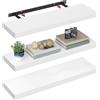 VASAGLE Mensola da Muro, Set di 3 Mensole da Parete, 20 x 80 x 3,8 cm, per Portafoto Decorazioni, Soggiorno Studio Cucina, Bianco Nuvola LWS028WE01-3J