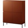 Selsey BEMMI cassettiera, Metallo Melamina, Rosso Mattone, 100 cm Larghezza