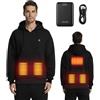 VEVOR Felpa con Cappuccio Riscaldata per Uomo e Donna, Giacca Riscaldata Unisex con Banca di Potere Ricaricabile da 7,4 V, Pile Polare Taglia S, per Campeggio Invernale all'Aperto, Nero