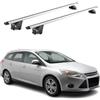 OMAC Barre Portatutto Alluminio TÜV geprüft per Ford Focus III IV Station Wagon 2011-2025 - per Rail Tetto Integrati - T Nut - Max 100 kg - 2 Schlösser Argento