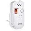 AFiKES - Rilevatori di gas, Allarme GPL/gas naturale/gas di città, con allarme acustico e display digitale a LED, monitor di metano e propano butano (Bianco)