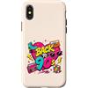 Funny Nineties 90s Costume Party Back to Custodia per iPhone X/XS Back to 90s Nostalgia Roller Skate Boombox Cassette anni Novanta