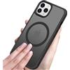 Gyizho Custodia magnetica per iPhone 11 Pro [10ft grado goccia testato e compatibile con MagSafe] retro opaco traslucido, anti-impronte digitali antigraffio da 5,8 pollici, nero