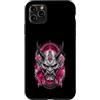 Wholesome Sketch Co Custodia per iPhone 11 Pro Max Oni Maschera Demone Rosa Caldo Argento Cornuto Arte Giapponese