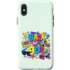 Funny Nineties 90s Costume Party Back to Custodia per iPhone X/XS Back to 90s Nostalgia Roller Skate Boombox Cassette anni Novanta