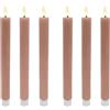 Relaxdays Candele LED a Bastone, Set da 6, Fiamma tremolante, Vera Cera, Senza Fiamma, Rosa Antico, 25x2 cm